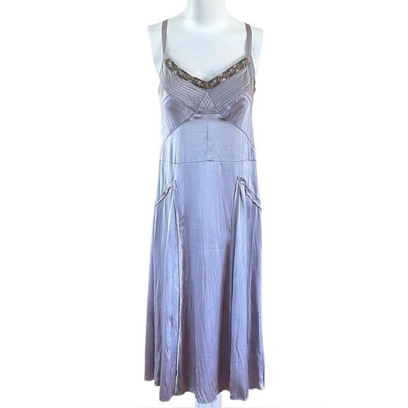 Tree 100% Silk Beaded Slip Dress - Picture 1 of 11